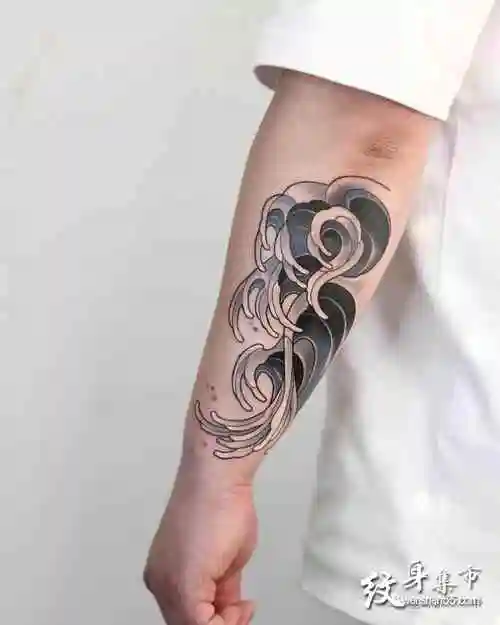 海浪纹身手稿图案