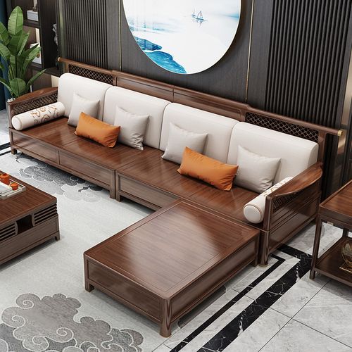 新中式檀木轻奢高箱储两用冬夏卯榫黄金组合沙发实木沙发