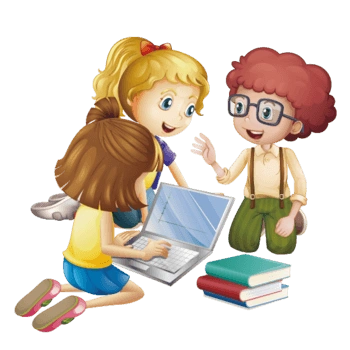 卡通手绘一起讨论学习的学生