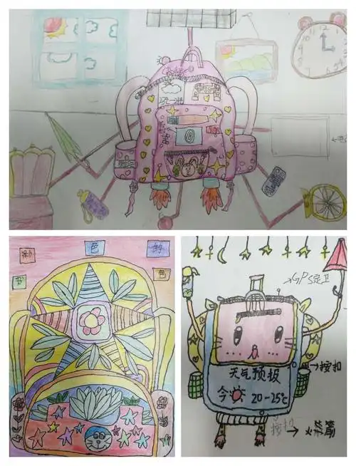 有画自己的书包……有画商店里好看的书包……更有设计未来的智能书包