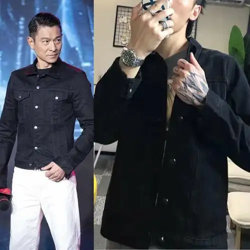 特价同款翻领上衣欧美_刘德华同款牛仔外套男潮牌 欧美街头翻领短款