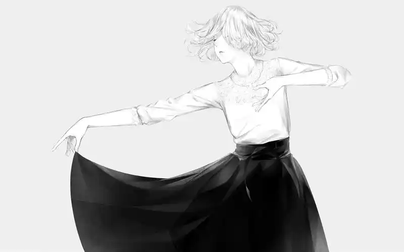 黑白动漫少女图片桌面壁纸