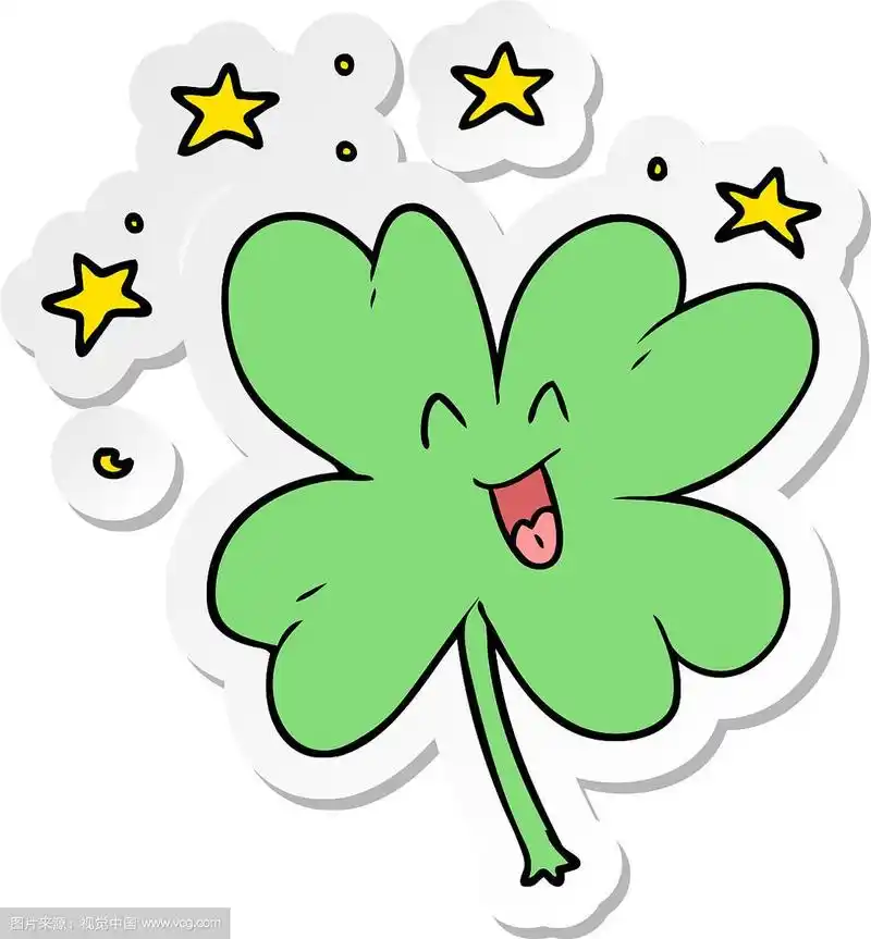 一个快乐的卡通四叶草贴纸