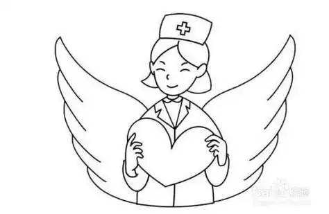 简单白衣天使简笔画绘画教程彩色白衣天使儿童画怎么画白衣天使儿童画