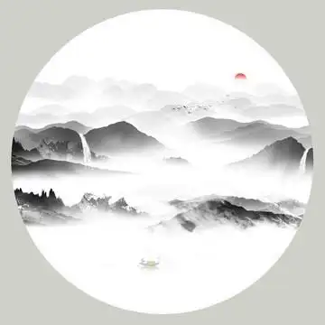 禅意水墨山水画图片