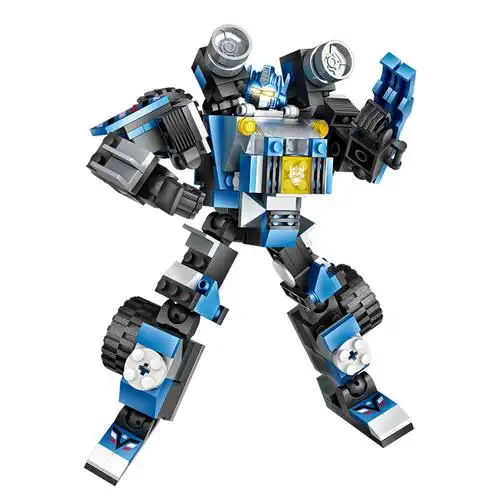 新款小颗颗粒积木三变战士拼插机器人合体男孩塑料积木