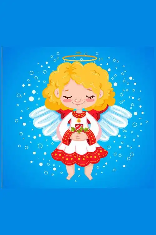 可爱捧蜡烛的金发圣诞天使矢量图