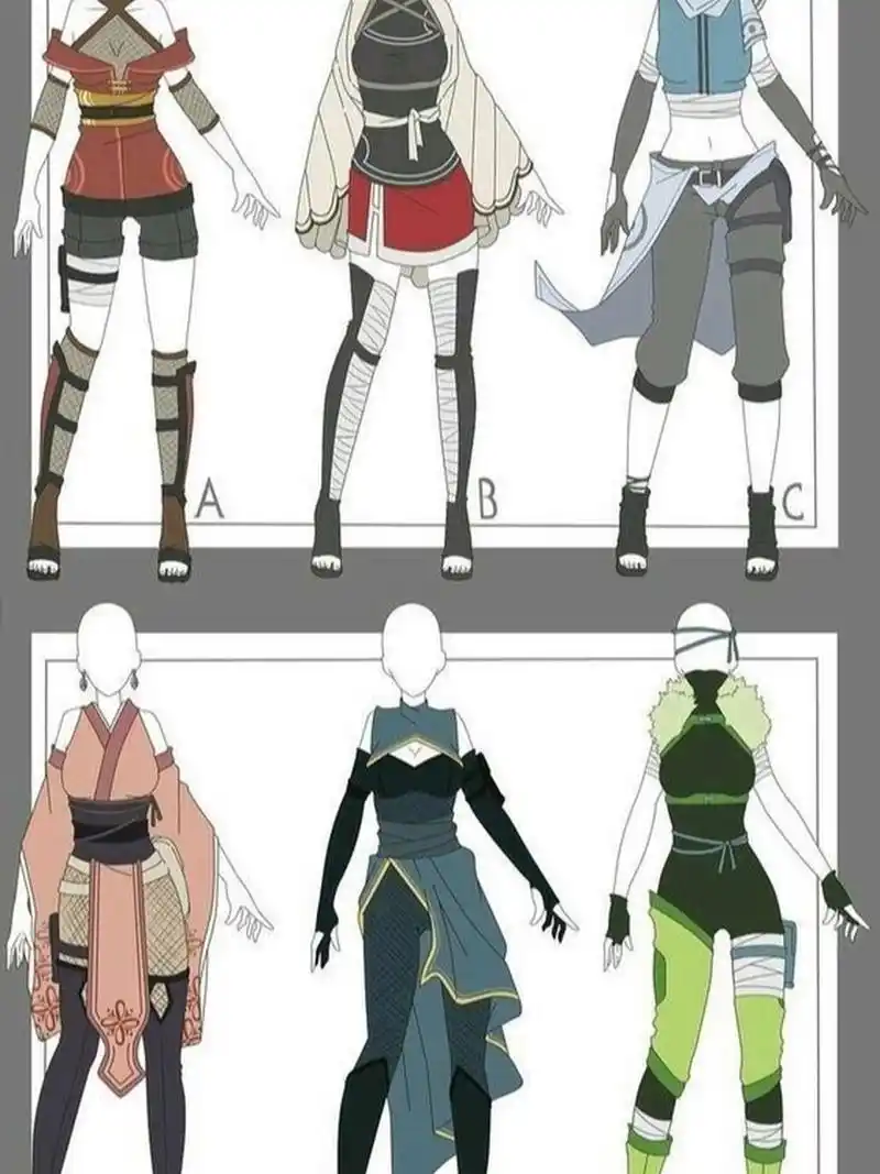 【绘画素材】动漫美少女服饰绘画参考 喜欢的小可爱赶快拿去练习吧