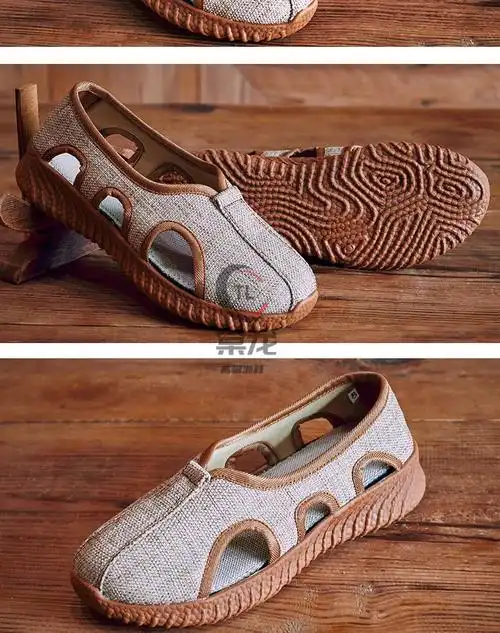 僧鞋夏季耐磨罗汉鞋僧鞋麻面透气和尚鞋防滑居士鞋轻便软底僧人鞋黄色