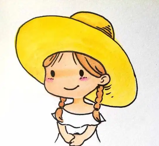 简笔画女孩,戴帽子的小女孩简笔画之戴帽子的可爱女孩~戴帽子的小女孩