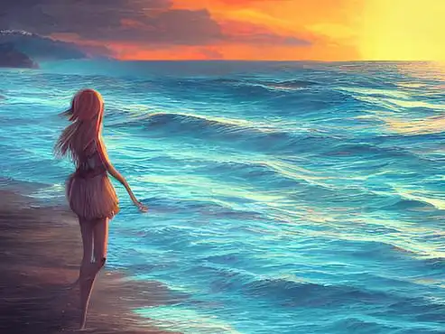 ai创作实验室#海边,夕阳,落日,满天夕阳红,梦幻