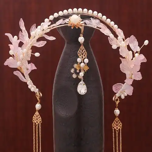 仙气汉服头饰套装懒人发箍流苏步摇古风圣母发饰