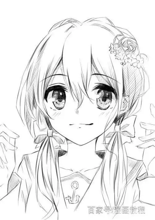 第1页简笔画 线稿 黑白配 动漫 唯美 壁纸 插画 头像 可爱 唯美 二