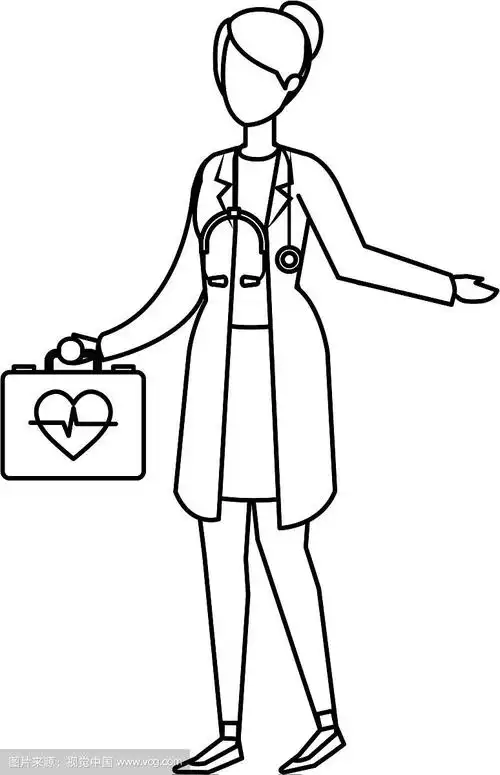 女医生,带听诊器和医疗箱