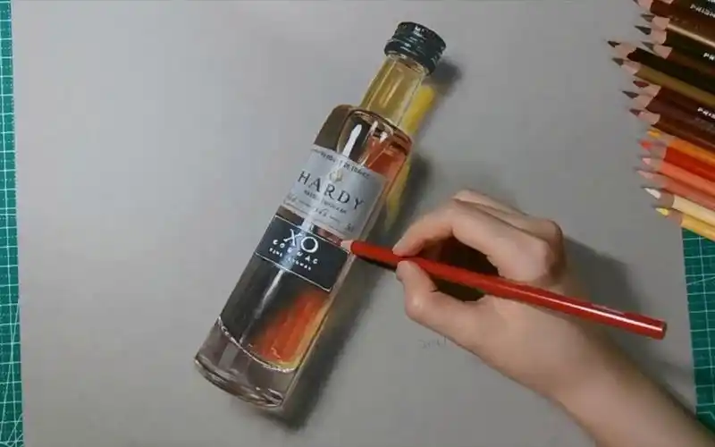 【彩铅】画一个透光酒瓶的过程