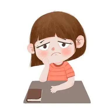 人物不开心元素卡通小女孩不开心愁眉苦脸人物元素