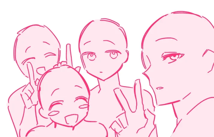 绘画参考多人互动姿势参考打打闹闹超温馨