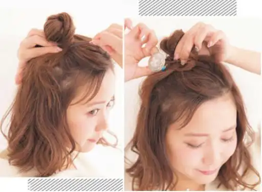 短发半丸子头的扎法图解 短发半丸子头扎法教程