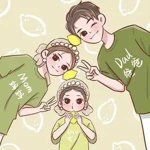 手绘一家三口头像全家福动漫卡通图亲子出游q版漫画定制宝宝约稿
