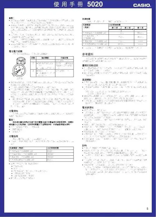 casio mtg-1000y [5020] 简单说明书(繁体中文)