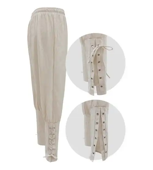 琉语 复古抽绳绑腿长裤中世纪古欧洲男士裤子舞台演出服日常打底宽松