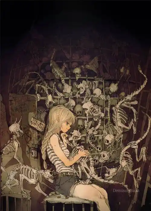 画风梦幻场景鱼眼镜头视角的构图方式很奇妙的幻想异世界插画作品三