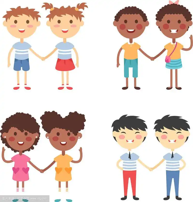 可爱的卡通双胞胎兄弟姐妹
