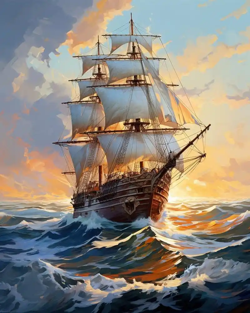 121【ai油画】乘风破浪 乘风破浪会有时,直挂云帆济沧海