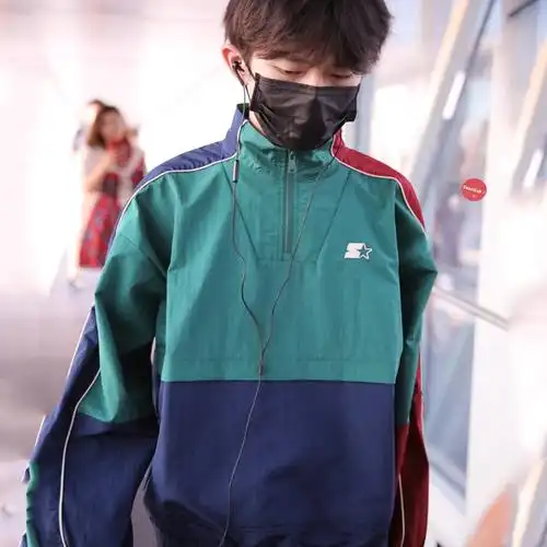 易烊千玺机场同款应援衣服秋冬潮男男女绿色夹克