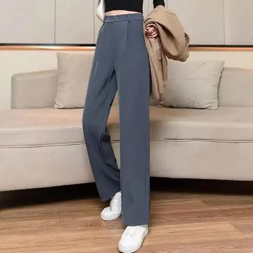 秋季新款休闲裤女长裤高腰直筒裤拖地裤女装西裤 宿慕报价_参数_图片_