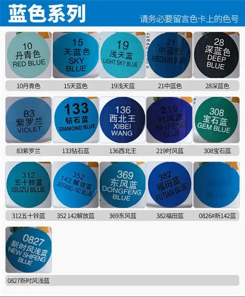 10028667713144商品名称:定制 适用适用于蓝色自动喷漆汽车天蓝 福田