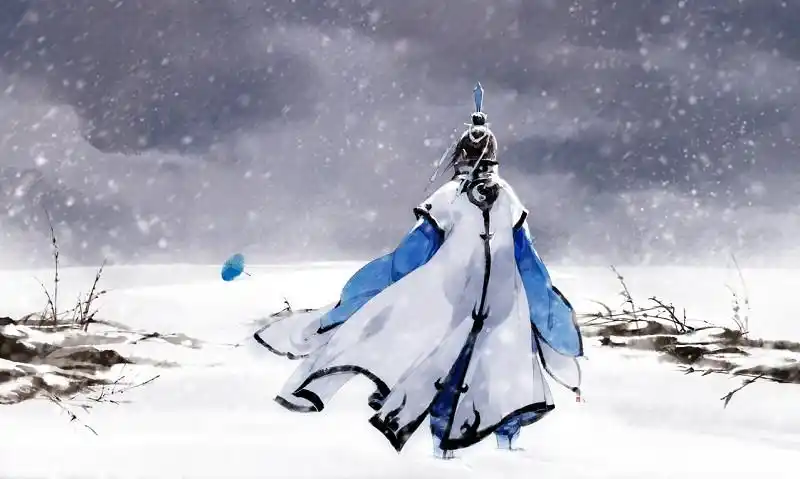 葱茏背影雪海茫茫待人归与人去