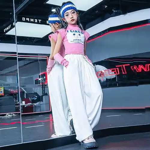 裤女团hiphop工装街舞表演服少儿模特走秀潮服套装女孩爵士舞服装