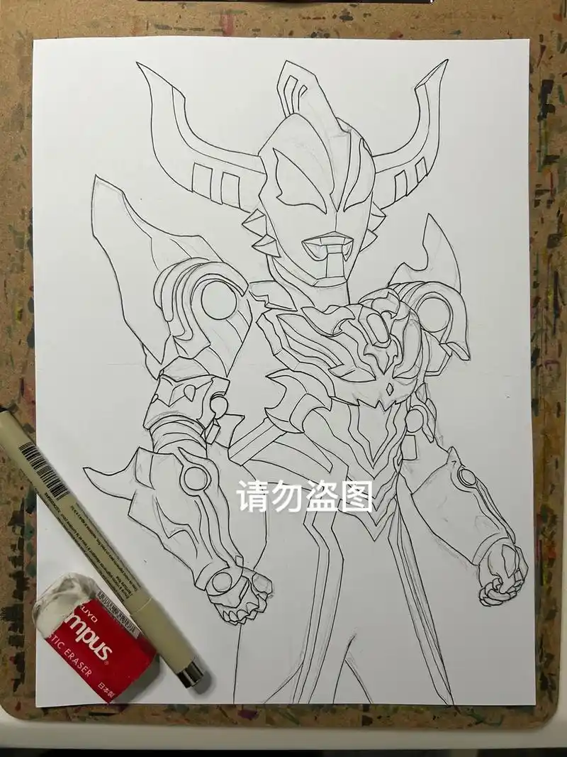 马克笔手绘捷德奥特曼豪勇形态.