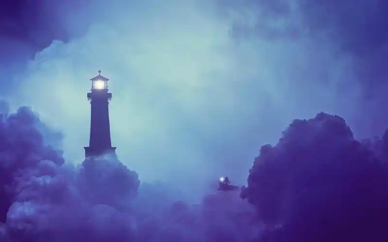 好看的蓝色晕染静谧天空动漫场景唯美画面桌面壁纸下载