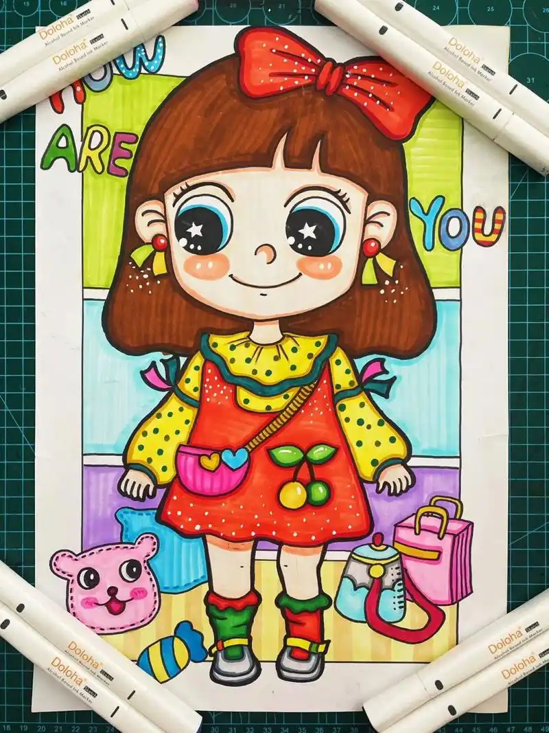 动漫女孩,购物 q版动漫人物,购物 	 简单动漫,卡通画,卡通儿童画马克