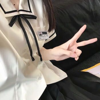 百褶裙日系jk制服衬衫上衣女短1袖夏季学生校供感白衬衣 衬衫 领绳 xs