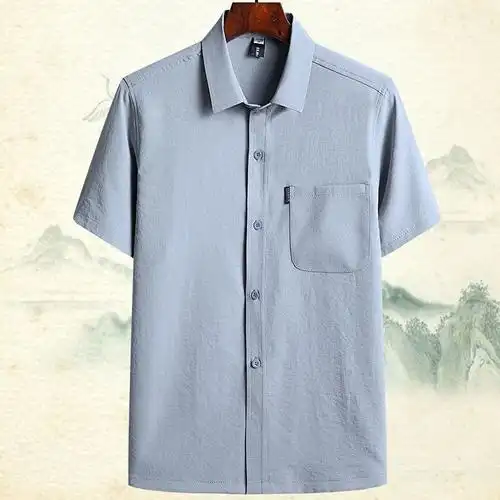 高品质 39/165[建议90-115斤] 夏季短袖衬衫套装男中老年爸爸夏装男士