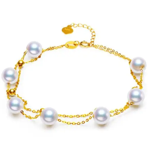 potticy/宝蒂兹 18k金海水珍珠手链 akoya珍珠手链女款 6-6.5mm