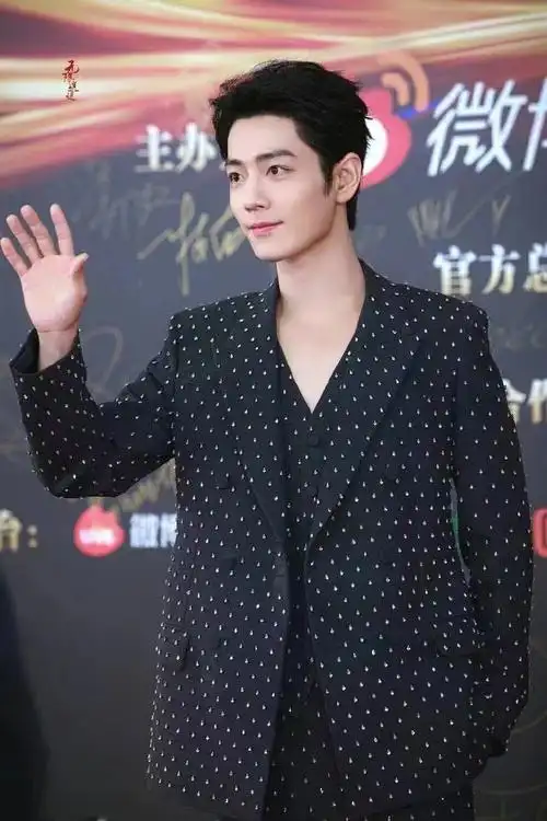 青年演员肖战一身闪钻黑色西装  亮相#微博之夜红毯#!