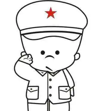 卡通小军人头像简笔画