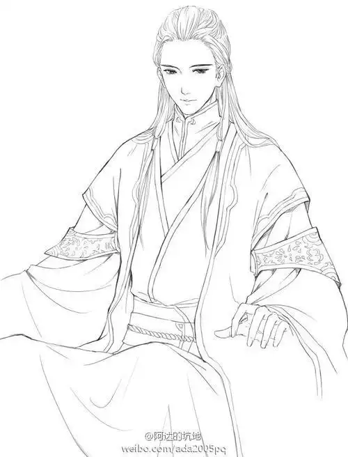 绘画素材 | 古风人物黑白线稿零基础画画拿去临摹吧