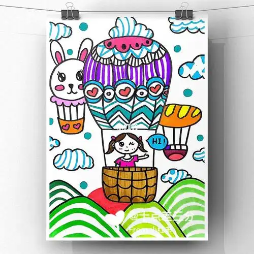 2661536615热气球儿童创意画