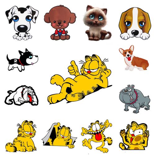 卡通汽车车贴萌宠小狗狗车贴画泰迪狗发财狗车身反光贴抖音同款贴