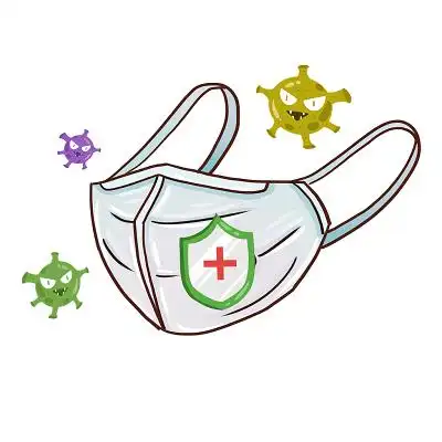 白色简约卡通医用口罩病菌病毒防护口罩png素材