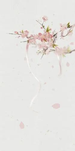 古风唯美意境桃花插画,高清图片,手机壁纸