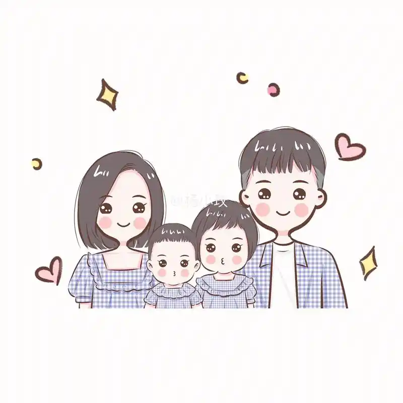 简笔画亲子头像穿亲子装可可爱爱的一家呀