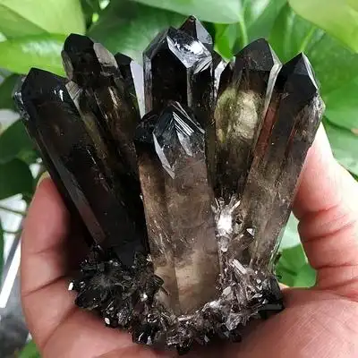 天然水晶茶晶簇烟晶原石黑色稀有矿石居家办公客厅摆件