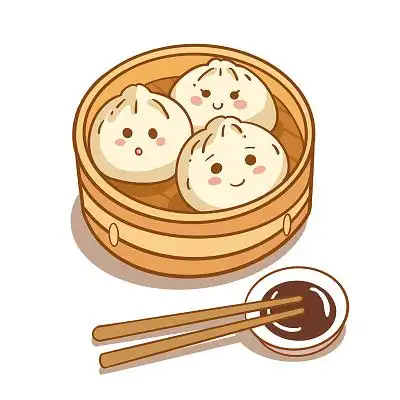 卡通可爱食物美味包子小笼包早餐插画素材png