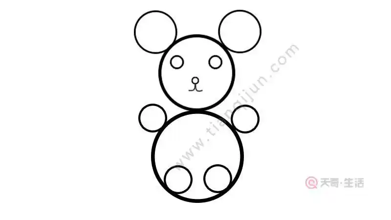 圆形画小熊简笔画